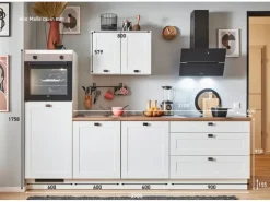 pino Küchenzeile 270 cm Weiß matt Anschlag links 1 Geräteschrank