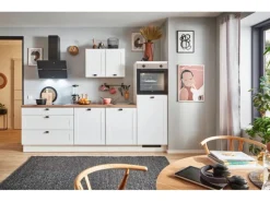 pino Küchenzeile 280 cm Weiß matt Anschlag rechts 1 Geräteschrank