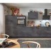 pino Küchenzeile 370cm Beton Grafitgrau Anschlag L 1 Geräte-, 1 Apothekerschrank