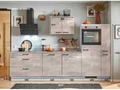 pino Küchenzeile 290cm Beton Perlgrau Anschlag rechts 1 Geräte-. 1 Seitenschrank