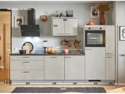 pino Küchenzeile 280cm Beton Weißgrau Anschlag rechts 1 Geräte-. 1 Seitenschrank
