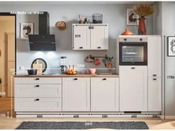 pino Küchenzeile 290cm Kaschmirgrau Matt Anschlag R 1 Geräte-. 1 Seitenschrank