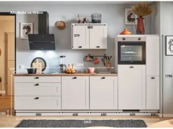 pino Küchenzeile 290cm Kaschmirgrau Matt Anschlag R 1 Geräte-, 1Apothekerschrank