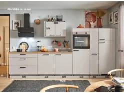 pino Küchenzeile 350cm Kaschmirgrau Anschlag rechts 1 Geräte-, 1Apothekerschrank