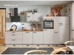 pino Küchenzeile 360cm Kaschmirgrau Anschlag rechts 1Geräte-, 1 Apothekerschrank
