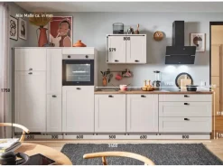 pino Küchenzeile 340cm Kaschmirgrau Matt Anschlag L 1 Geräte-, 1Apothekerschrank