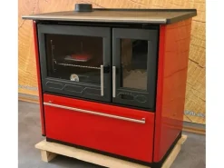 Plamen Küchenofen Holzherd 850 Glas Rot Linke Version und 8 kW