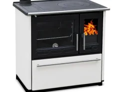 Plamen Küchenofen Holzherd 850 Glas Weiß Linke Version und 8 kW