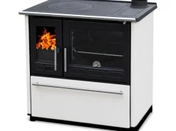 Plamen Küchenofen Holzherd 850 Glas Weiß Rechte Version und 8 kW