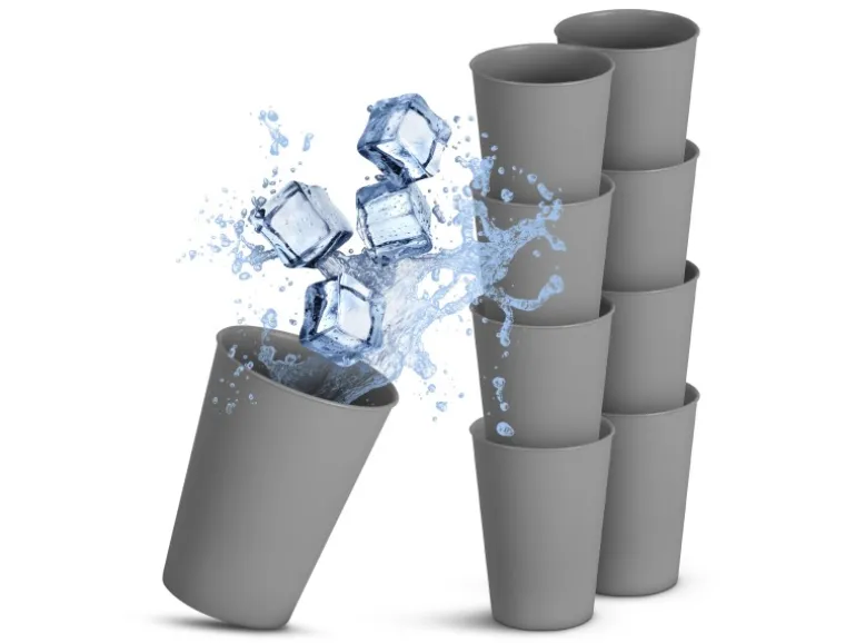 ProHome Becher Kunststoff Grau 0,2 Liter 8er Pack