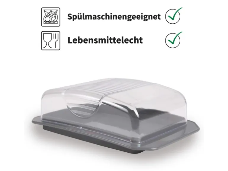 ProHome Butterdose Mit Transparentem Deckel Anthrazit
