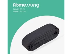 ProHome Gummiband 2,5 m x 2,5 cm Schwarz