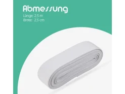 ProHome Gummiband 2,5 m x 2,5 cm Weiß