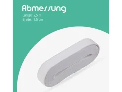 ProHome Gummiband 2,5 m x 1,5 cm Weiß