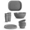 ProHome Kunststoff Geschirr Set BPA Frei Grau 14 Teilig 4 Personen