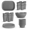 ProHome Kunststoff Geschirr Set BPA Frei Grau 30 Teilig 6 Personen
