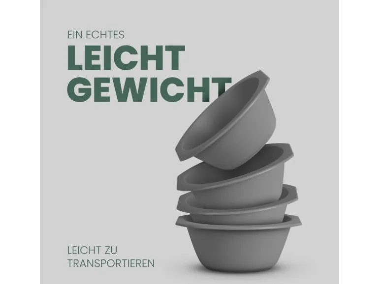 ProHome Kunststoff Schüssel BPA Frei 1,55 x 6 cm Grau 2er Pack