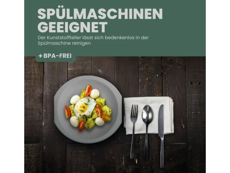 ProHome Kunststoff Teller BPA Frei Ø23 cm Grau 2er Pack