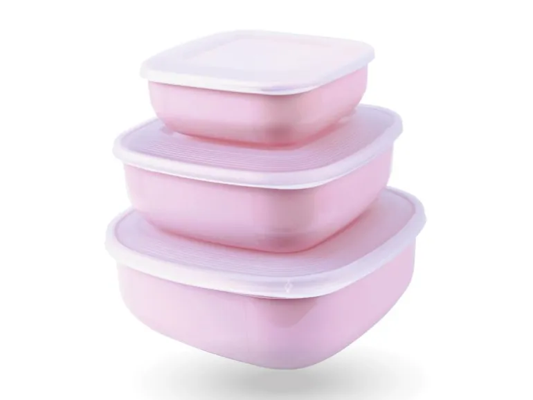 ProHome Vorratsdosen 3er Set Eckig Rosa