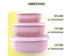 ProHome Vorratsdosen 3er Set Eckig Rosa