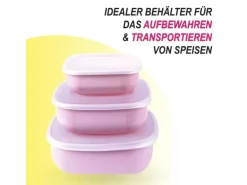 ProHome Vorratsdosen 3er Set Eckig Rosa