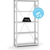 PROREGAL Antibakterielles Fachbodenregal Stecksystem T-Profil HxBxT 200 x 100 x 30 cm 5 Ebenen Traglast 150 kg Antibakterielle Beschichtung Weiß