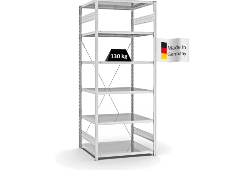 PROREGAL Antibakterielles Fachbodenregal Stecksystem T-Profil HxBxT 250 x 100 x 80 cm 6 Ebenen Traglast 130 kg Antibakterielle Beschichtung Weiß