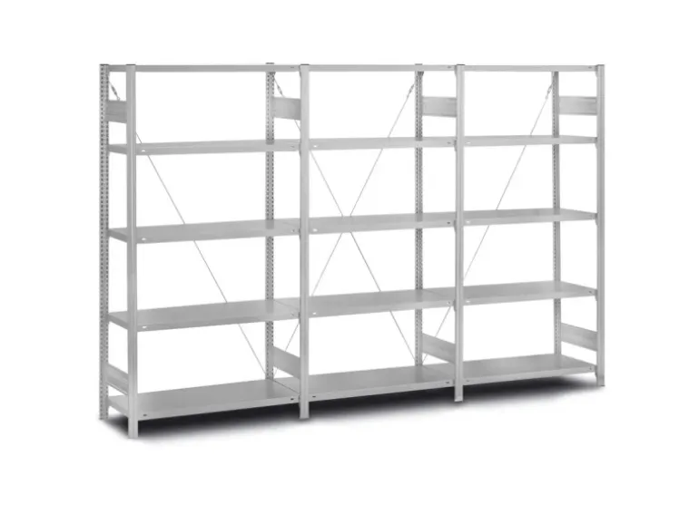 PROREGAL Edelstahlregal Stecksystem T-Profil HxBxT 200 x 100 x 30 cm 5 Ebenen Fachlast 200 kg Edelstahl Fachbodenregal