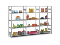 PROREGAL Edelstahlregal Stecksystem T-Profil HxBxT 200 x 100 x 40 cm 5 Ebenen Geschlitzter Fachboden Fachlast 150 kg Edelstahl Fachbodenregal