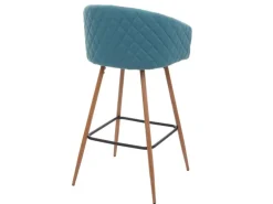 PROREGAL 2er-Set Barhocker Sitzhöhe 74cm Metall Holzoptik Stoff/Textil Türkis Barstuhl Tresenhocker Küchenhocker Mit Lehne