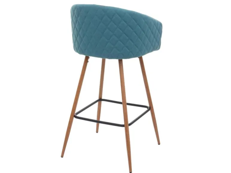 PROREGAL 2er-Set Barhocker Sitzhöhe 74cm Metall Holzoptik Stoff/Textil Türkis Barstuhl Tresenhocker Küchenhocker Mit Lehne