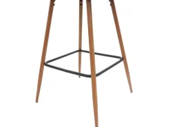 PROREGAL 2er-Set Barhocker Sitzhöhe 74cm Metall Holzoptik Stoff/Textil Creme-Beige Barstuhl Tresenhocker Küchenhocker Mit Lehne