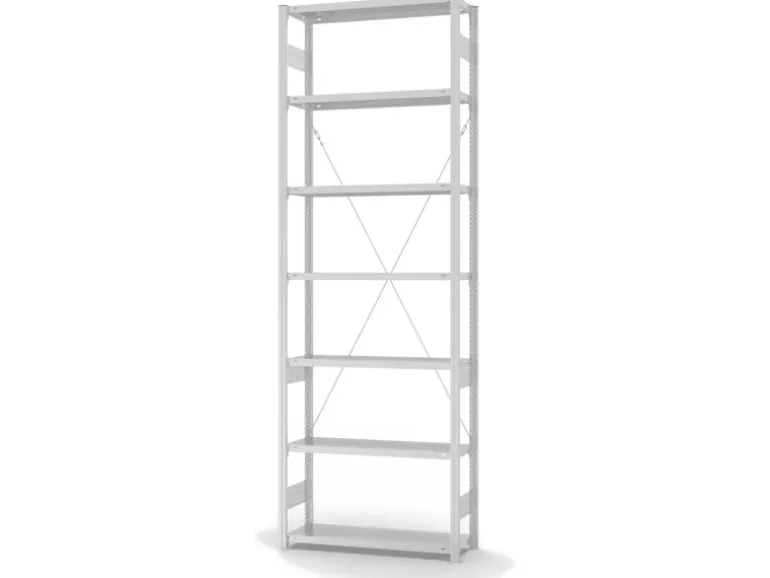 PROREGAL Lebensmittel Fachbodenregal Stecksystem T-Profil Grundregal HxBxT 300 x 100 x 80 cm 7 Ebenen Fachlast 130 kg Hygienische Beschichtung Weiß
