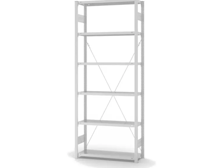 PROREGAL Lebensmittel Fachbodenregal Stecksystem T-Profil Grundregal HxBxT 250 x 100 x 30 cm 6 Ebenen Fachlast 150 kg Hygienische Beschichtung Weiß