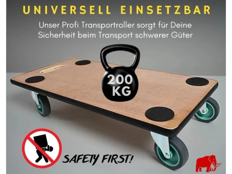 PROREGAL MegaDeal 4x Transportroller 4 Rollen HxBxT 11,5x30x60 cm Traglast 200kg Sperrholzplatte