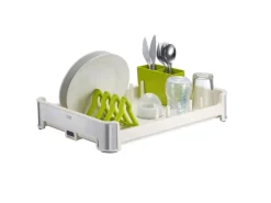 PROREGAL Praktischer Geschirrtrockner Aus Mattem Edelstahl & Kunststoff HxBxT 13 x 31 x 44,7cm Weiß