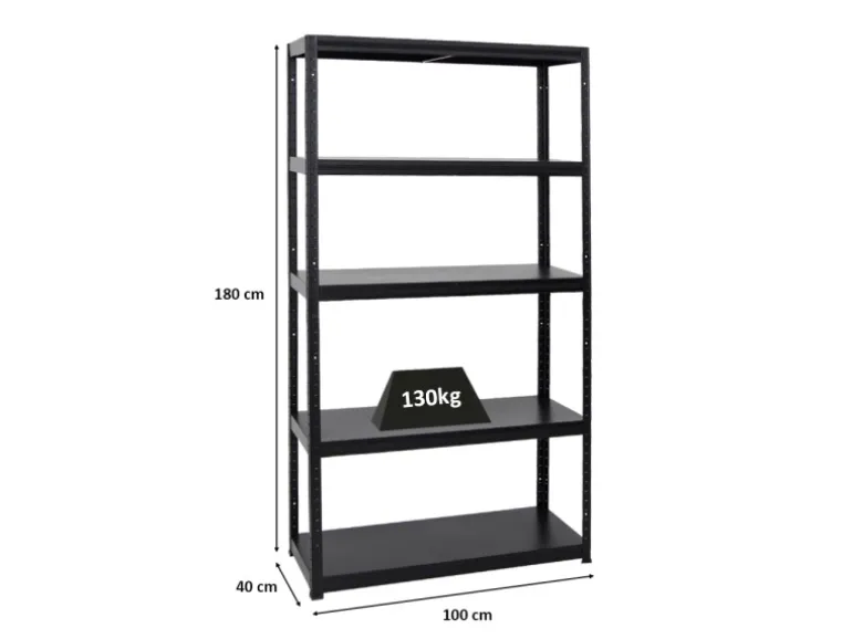 PROREGAL Schwerlastregal Steel Eagle HxBxT 180 x 100 x 40 cm Fachlast 130 kg Schwarz
