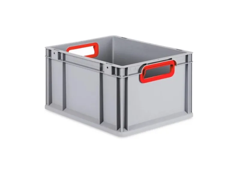 PROREGAL Spar Set 10x Eurobox Nextgen Color Mit Scharnierdeckel & Schiebeschnappverschlüssen HxBxT 22 x 30 x 40 cm Griffe Rot Offen Glatter Boden