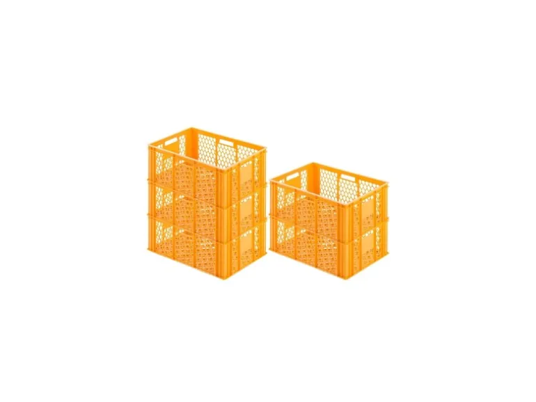 PROREGAL SparSet 5x Eurobehälter Bäcker- und Konditorenkasten HxBxT 25 x 40 x 60 49 Liter Gelb-Orange Brötchenkiste Stapelbare Bäckerkiste