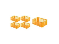 PROREGAL SparSet 5x Eurobehälter Bäcker- und Konditorenkasten HxBxT 25 x 40 x 60 49 Liter Gelb-Orange Brötchenkiste Stapelbare Bäckerkiste