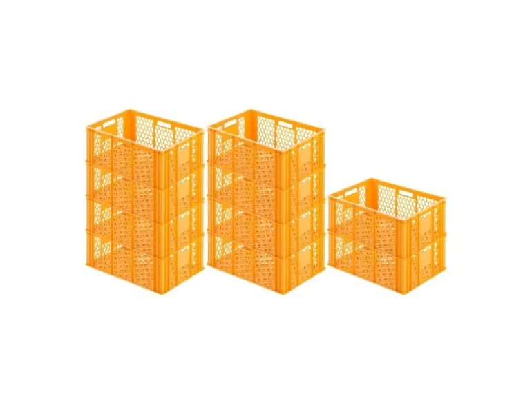 PROREGAL SparSet 10x Eurobehälter Bäcker- und Konditorenkasten HxBxT 25 x 40 x 60 49 Liter Gelb-Orange Brötchenkiste Stapelbare Bäckerkiste