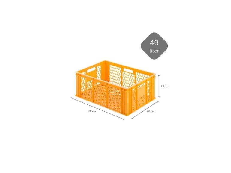PROREGAL SparSet 10x Eurobehälter Bäcker- und Konditorenkasten HxBxT 25 x 40 x 60 49 Liter Gelb-Orange Brötchenkiste Stapelbare Bäckerkiste