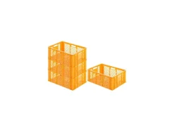 PROREGAL SuperSparSet 4x Eurobehälter Bäcker- und Konditorenkasten HxBxT 25 x 40 x 60 49 Liter Gelb-Orange Brötchenkiste Stapelbare Bäckerkiste