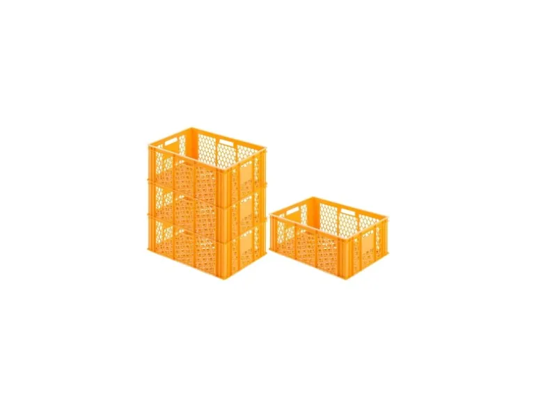 PROREGAL SuperSparSet 4x Eurobehälter Bäcker- und Konditorenkasten HxBxT 25 x 40 x 60 49 Liter Gelb-Orange Brötchenkiste Stapelbare Bäckerkiste