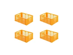 PROREGAL SuperSparSet 4x Eurobehälter Bäcker- und Konditorenkasten HxBxT 25 x 40 x 60 49 Liter Gelb-Orange Brötchenkiste Stapelbare Bäckerkiste