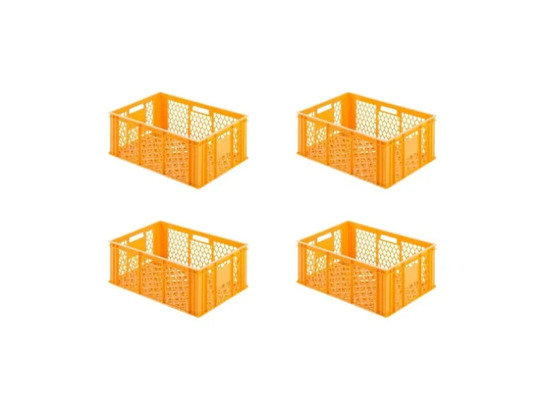 PROREGAL SuperSparSet 4x Eurobehälter Bäcker- und Konditorenkasten HxBxT 25 x 40 x 60 49 Liter Gelb-Orange Brötchenkiste Stapelbare Bäckerkiste