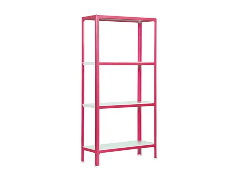 PROREGAL Wohnregal Living Koala Metal mit 4 Fachböden HxBxT 160 x 80 x 30 cm Fachlast 150 kg Rosa/Weiß