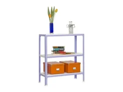 PROREGAL Wohnregal Living Koala Metal mit 3 Fachböden HxBxT 90 x 80 x 30 cm Fachlast 150 kg Lila/Weiß