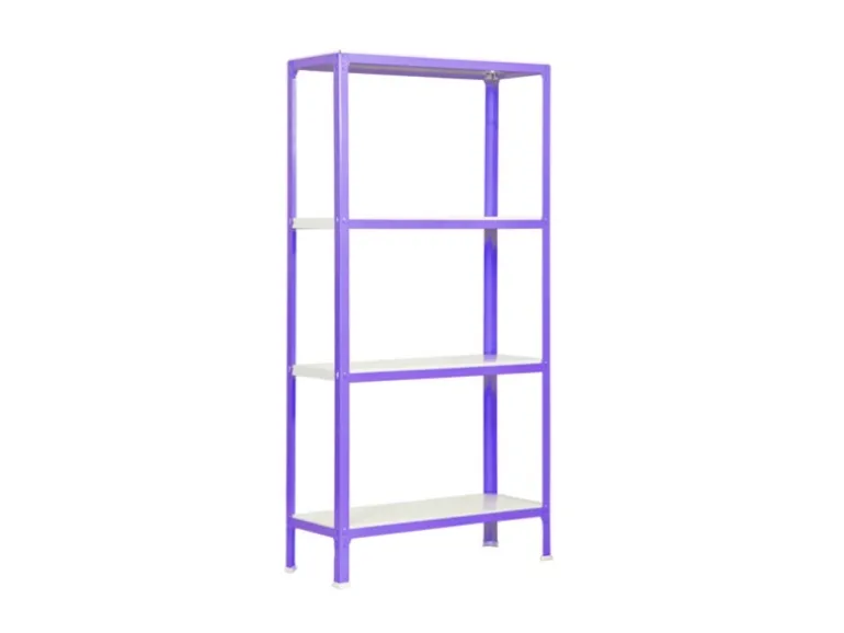 PROREGAL Wohnregal Living Koala Metal mit 4 Fachböden HxBxT 160 x 80 x 40 cm Fachlast 150 kg Lila/Weiß