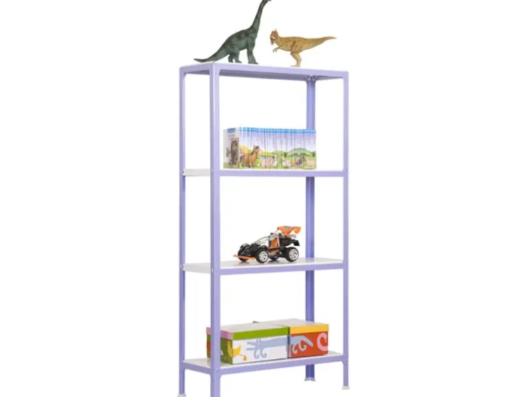 PROREGAL Wohnregal Living Koala Metal mit 4 Fachböden HxBxT 160 x 80 x 40 cm Fachlast 150 kg Lila/Weiß